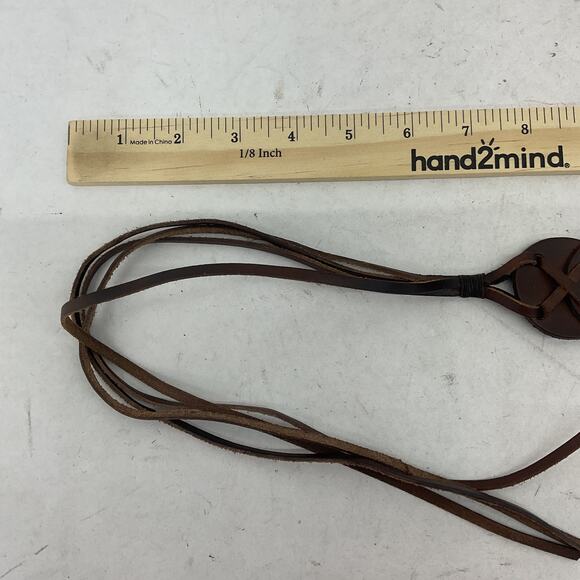 Made in India Western Scallop Braided Brown Leather Women's Belt - Size M - Picture 4 of 7